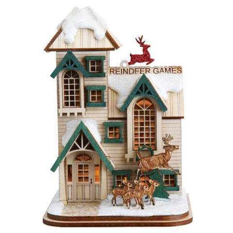 Ginger Cottages Wooden Ornament - Reindeer Games - TEMPORARILY OUT OF STOCK